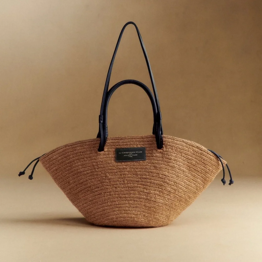 Sezane Justine Basket bag with navy - Picture 9 of 14